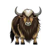Charming Yak Realistic Outline Color Illustration vector