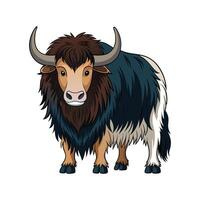 Realistic Yak Outline Color Illustration Design vector