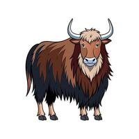 Artistic Yak Outline Color Illustration Design vector
