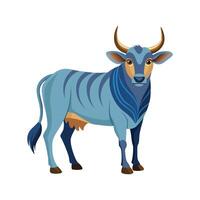 Detailed Zebu Realistic Color Illustration Design vector
