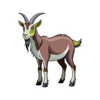 Vivid Alpine Goat Color Illustration with Outline vector