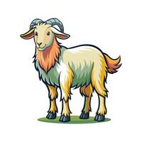 Charming Angora Goat Realistic Illustration with Outline vector