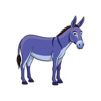 Adorable Donkey Realistic Color Illustration with Outline vector