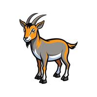 Charming Goat Realistic Color Illustration with Outline vector