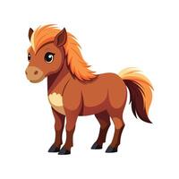Vivid Miniature Horse Realistic Color Illustration on White vector