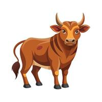 Charming Ox Realistic Color Illustration on White Background vector