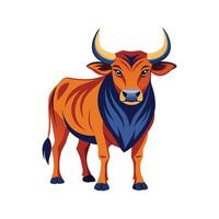 Vivid Ox Realistic Color Illustration on White Background vector