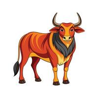 Stunning Ox Realistic Color Illustration with Outline vector