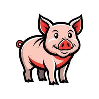 Vivid Bold Outline Pig Illustration on a White Background vector