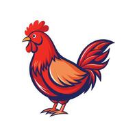 Vivid Rhode Island Red Chicken Realistic Color Illustration vector