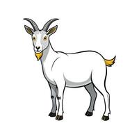 Charming Saanen Goat Realistic Color Illustration with Outline vector