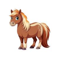 Charming Shetland Pony Realistic Color Illustration on White vector