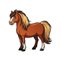 Beautiful Shetland Pony Realistic Color Illustration with Outline vector