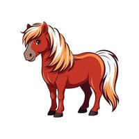 Charming Shetland Pony Realistic Color Illustration with Outline vector