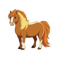 Stunning Shetland Pony Realistic Color Illustration with Outline vector