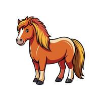 Vivid Shetland Pony Realistic Color Illustration with Outline vector