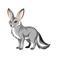 Vivid Silver Fox Rabbit Realistic Color Illustration with Outline vector