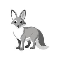 Charming Silver Fox Rabbit Realistic Color Illustration with Outline. vector