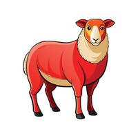 Beautiful Texel Sheep Realistic Color Illustration with Outline vector