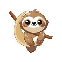 Adorable Sloth Cub Hanging with Joy vector