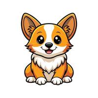 Joyful Baby Corgi Puppy Sitting and Smiling vector