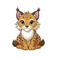 Charming Baby Lynx with Tiny Ears Observing vector