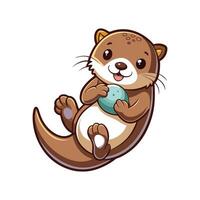 Sweet Baby Otter Floating on Its Back Playfully vector