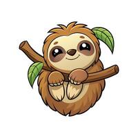 Adorable Baby Sloth Hanging from a Tree Delightfully vector