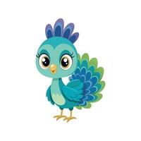 Adorable Baby Peacock with Small Feathers Displaying vector