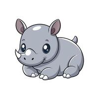 Charming Baby Rhino Lying Down and Resting vector