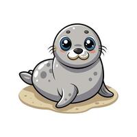Cute Baby Seal Resting on the Warm Sand vector