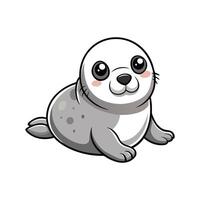 Charming Baby Seal Lying on the Sand and Smiling vector