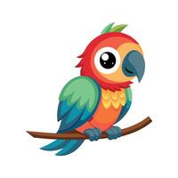 Charming Baby Parrot on a Twig Observing Playfully vector