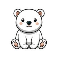 Cute Baby Polar Bear Cub Sitting Up and Smiling vector