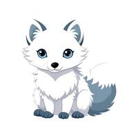 Charming Fluffy Baby Arctic Fox Sitting vector