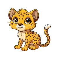 Cute Fluffy Cheetah Cub in Action vector