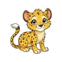 Charming Fluffy Cheetah Cub Jumping vector