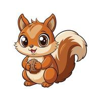 Charming Baby Squirrel Playing with Nut vector
