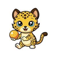 Tiny Leopard Cub Playing in the Grass vector