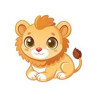 Adorable Lion Cub Lying in Grass vector