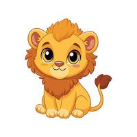 Adorable Lion Cub Sitting on the Grass vector