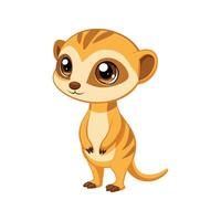 Tiny Meerkat Cub Standing on a Rock vector