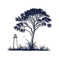 Bold Outline Windmill Palm Tree vector