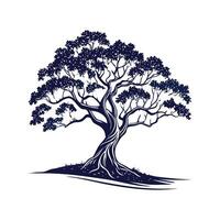 Elegant Banyan Tree Outline Design vector