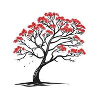 Creative Flame Tree Bold Outline Art vector