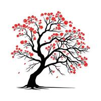 Chinese Flame Tree Bold Outline Design for Art vector