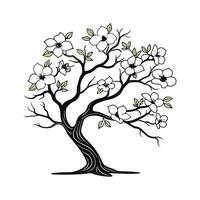 Elegant Dogwood Tree Outline for Illustrative Design vector