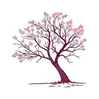 Charming Eastern Redbud Tree Bold Outline Art vector