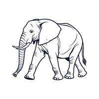 Charming Elephant Walking Slowly Outline for Design vector