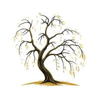 Golden Willow Tree Bold Outline for Unique Art vector